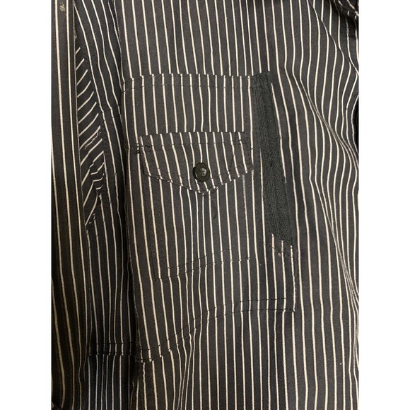 Sacred Cult Mens XL Black Gray Stripe Button Down Long Sleeve Roll Tab - Picture 3 of 12